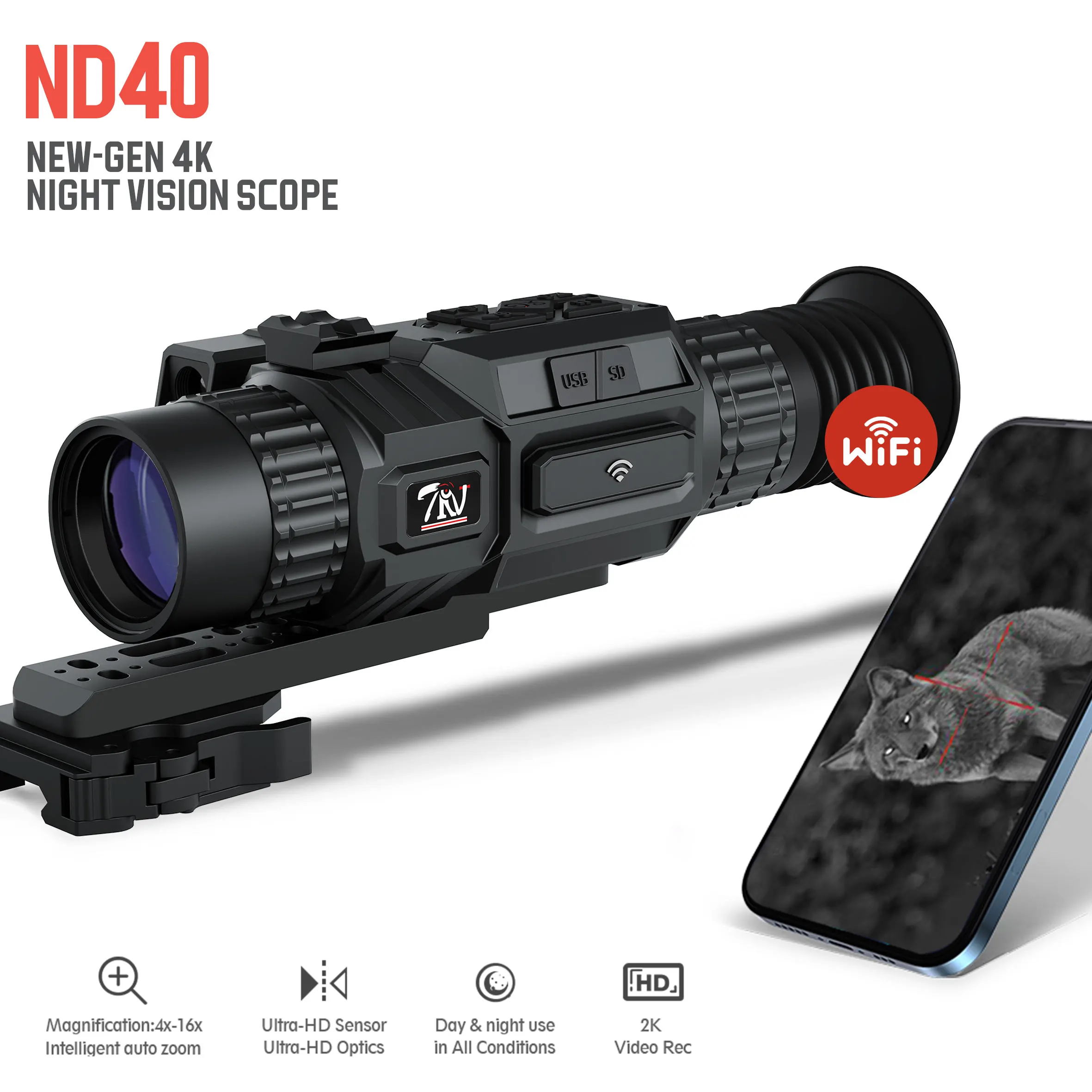 TRV 4K Hunting Night Vision Scope with LRF PIP Video Rec