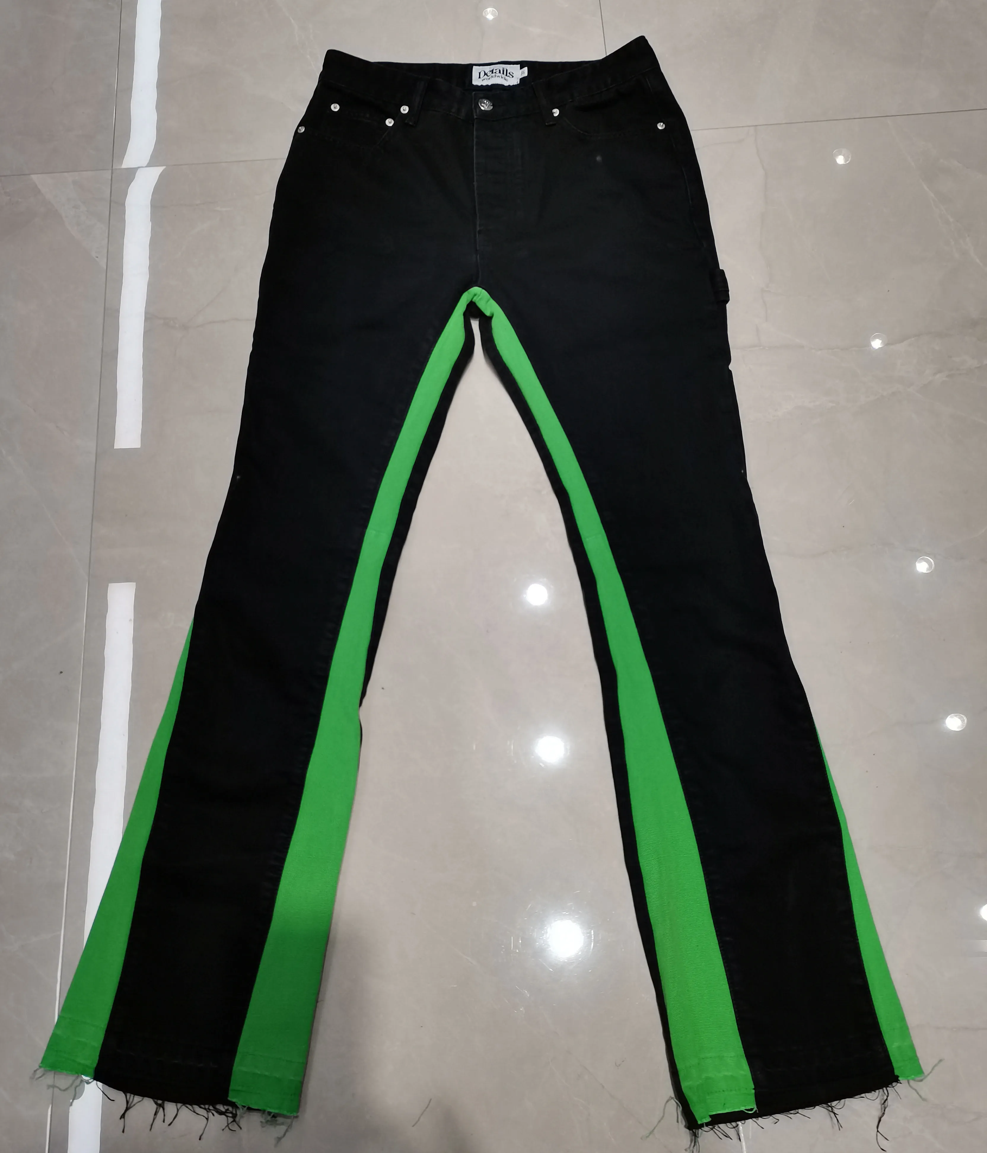 Custom High Quality Red Brown Laser Flair Men Men's Pants Flare Jeans