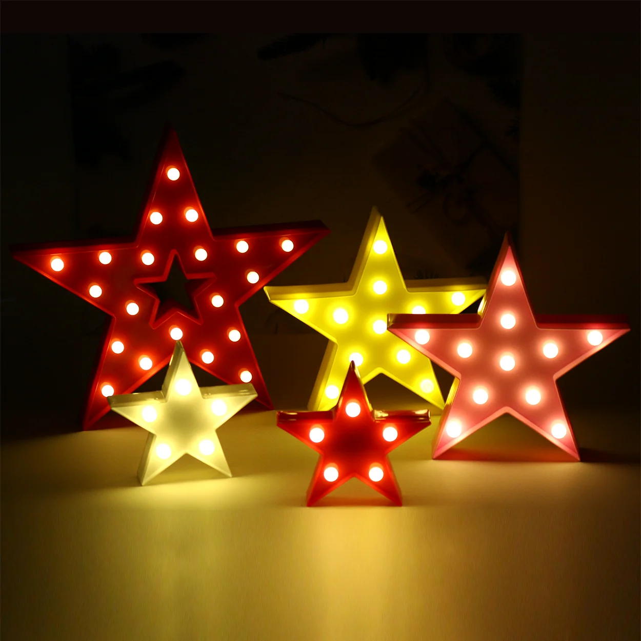 mini star shaped led marquee letter light desktop night light fo