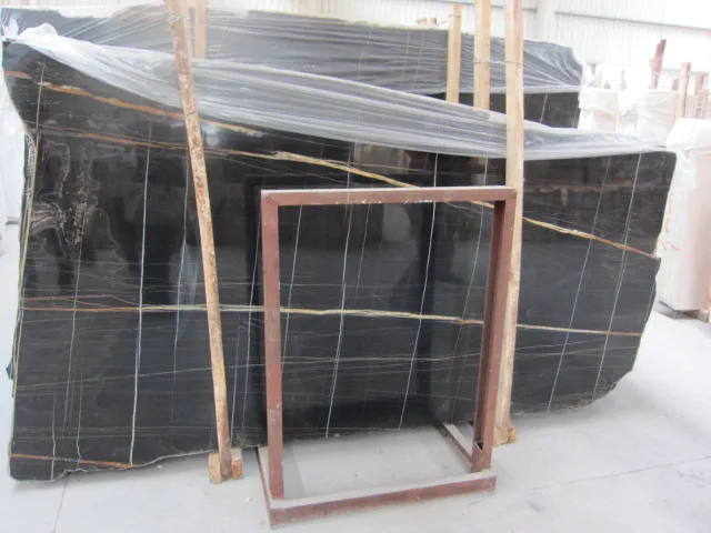 Nature Stone Laurent Black Gold Marble Slab For Floor Countertops Decoration - marble-slabs