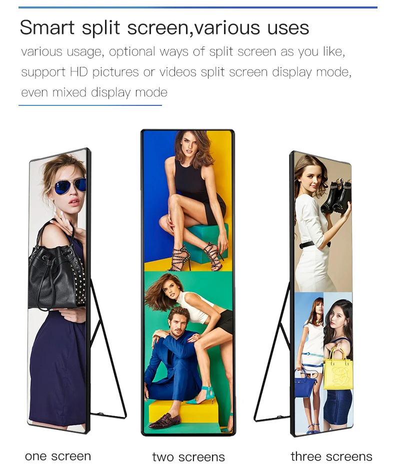P1.875 p2.5 P3 floor standing led display WIFI USB indoor led poster