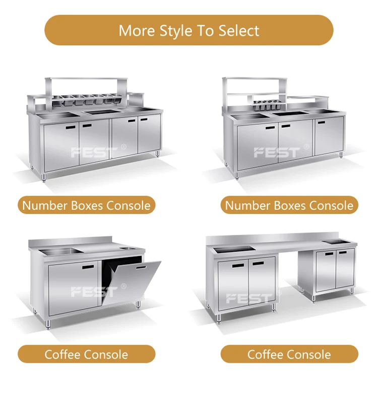 Fest Boba Milk Tea Bubble Tea Bar Design Shop Cabinet With Equipment