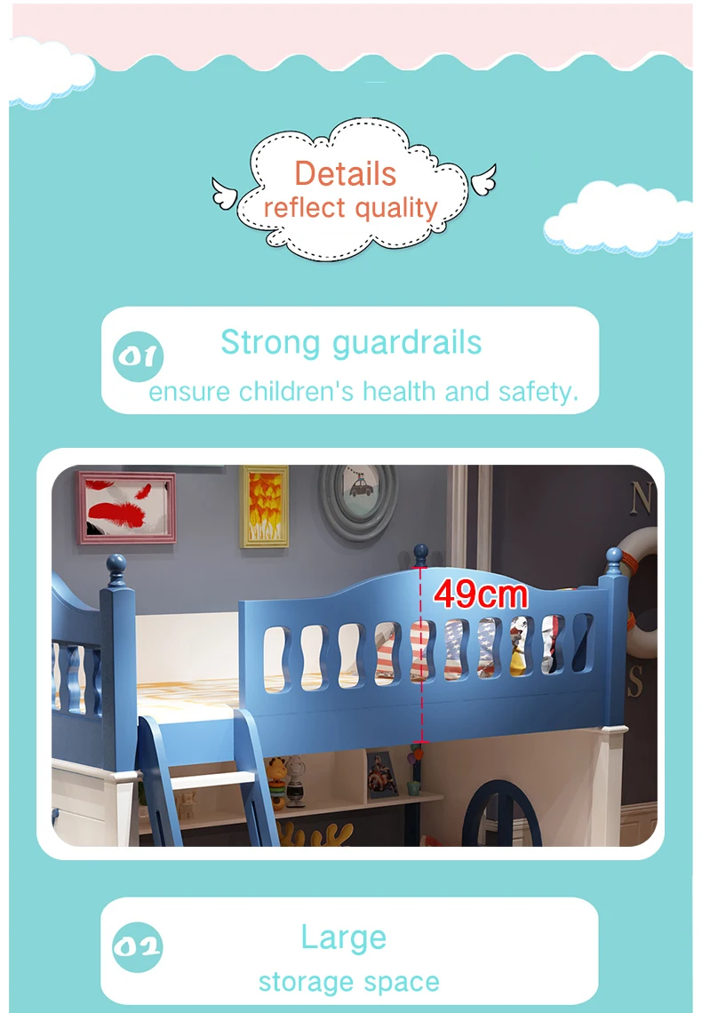 2019boy And Girl Used Funky Children Kids Pink And Blue Bunk Bed