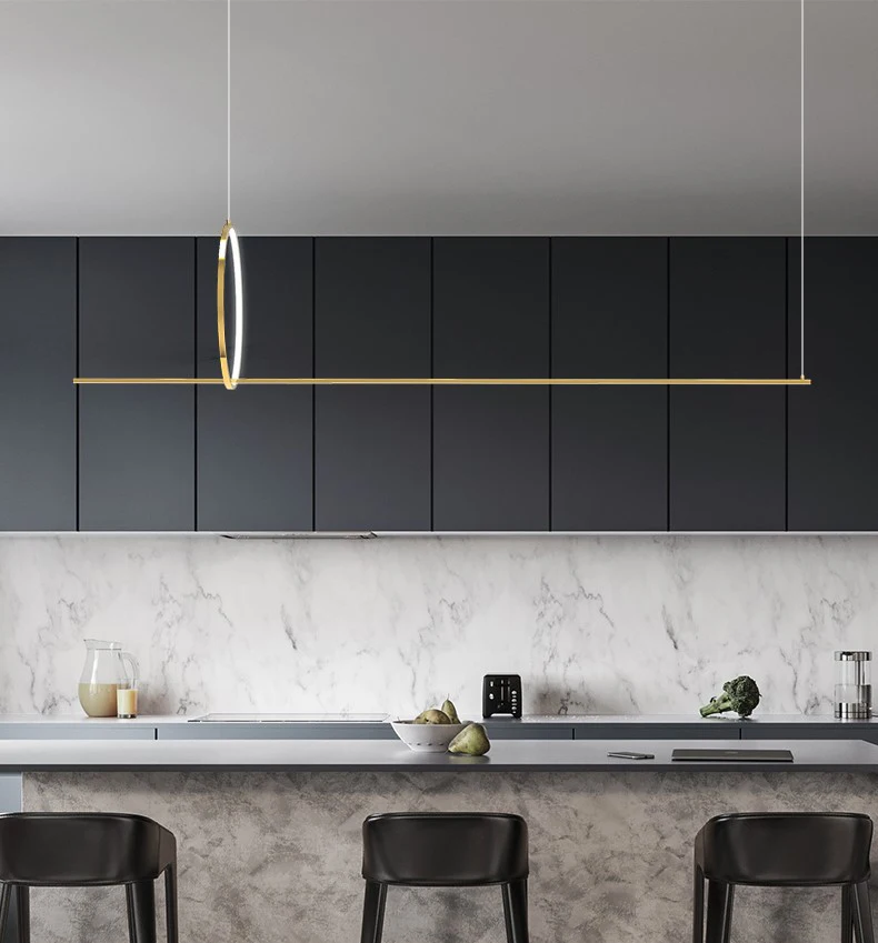 Modern minimalist kitchen bar counter strip study light luxury Nordic office led strip light dining room chandelier