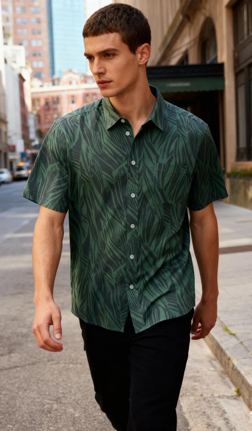 OEM Customized Hawaiian Beach Men's Summer Swimwear Solid Color Stand Casual Shirt Breathable Plain Dyed Short Anti-Wrinkle factory