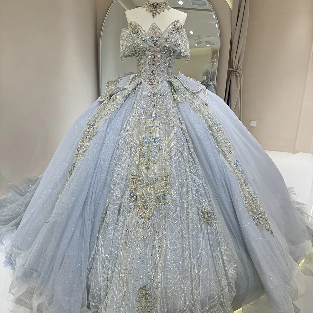 DW0069 Elegant Royal Blue Lace Illusal Ball Gown Wedding Dress DW0069 Elegant Royal Blue Lace Illusal Ball Gown Wedding Dress