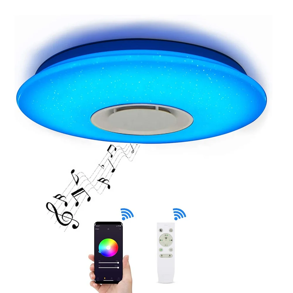 Modern Home Lamps Lighting For Decor RGB Bedroom Bluetooth Chandeliers  Led Ceiling Light