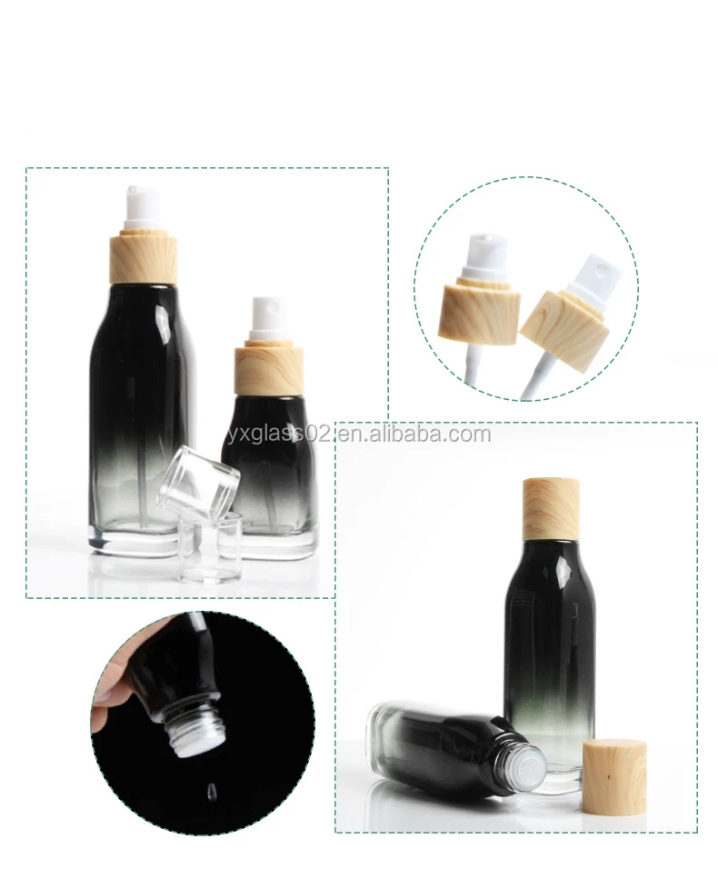 Luxury Cosmetic glass bottle set New style square skin care glass packaging container manufacture cosmetic glass packaging details