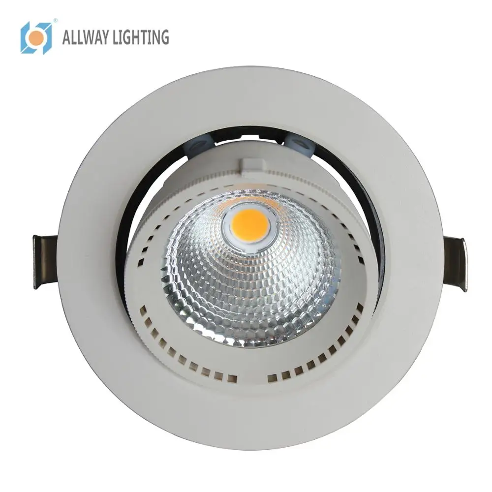 New project 360degree adjustable 40W COB halo gimbal LED recessed spotlight housing manufacture at shop hotel Hallway Light