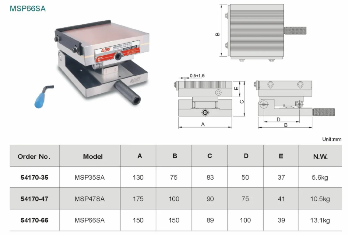 Einstellen der magnetischen Tabelle BT-MSP35SA des Sinus für CNC-/EDMmaschine