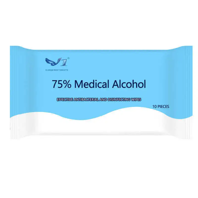 Family of raw materials sanitizing wet wipes 10pcs 75% Alcohol Body wipes Alcohol disinfection Wipes for Home Use