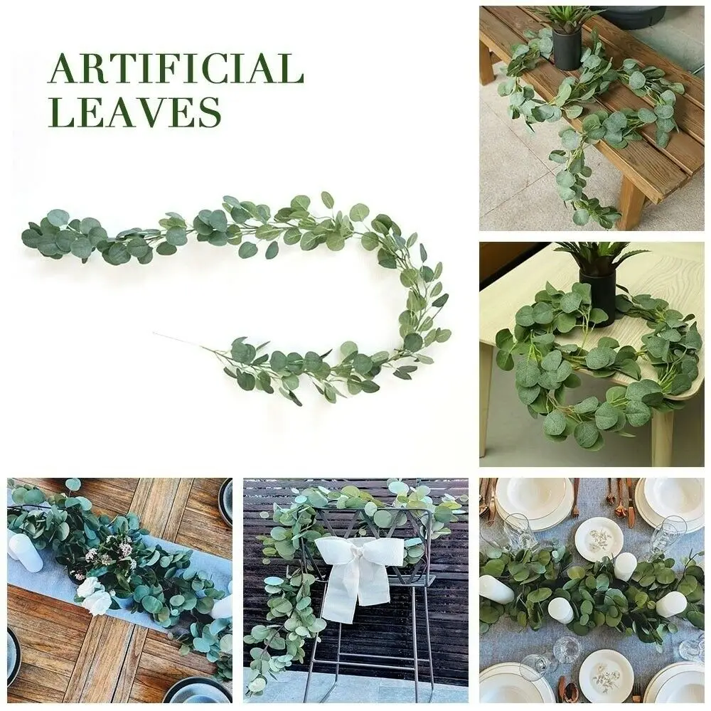TOCHGREEN Artificial Eucalyptus Flower Garland with White Roses, Fake