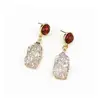 New Korean Cute Earrings Natural Stone Resin Colorful Red Clip Earrings Korean For Korean Earrings Women Gift Jewelry