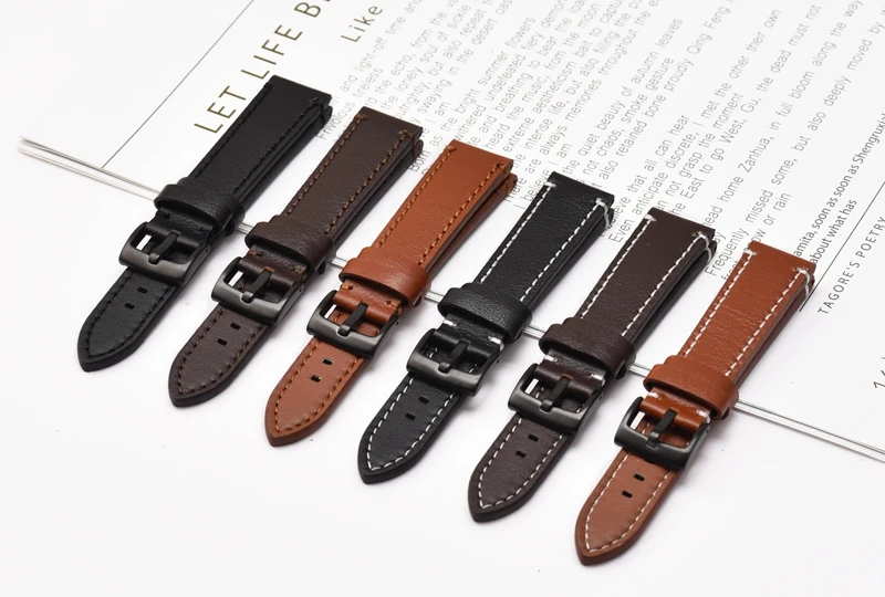 18mm 20mm 22mm 24mm Leather Watchband Smart Watch Leather Band