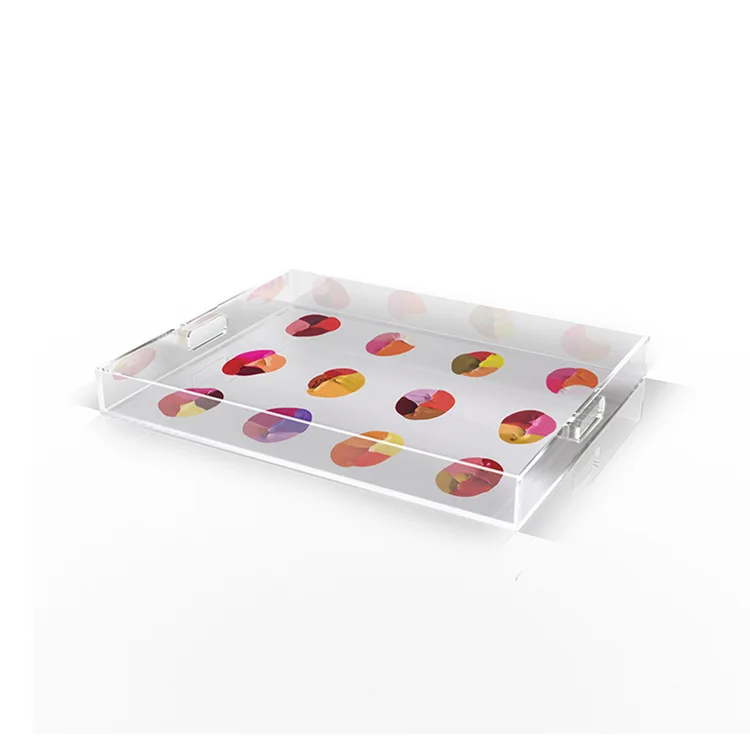 Clear Acrylic Lucite Serving Tray With Paper Insert Modern Acrylic Tray