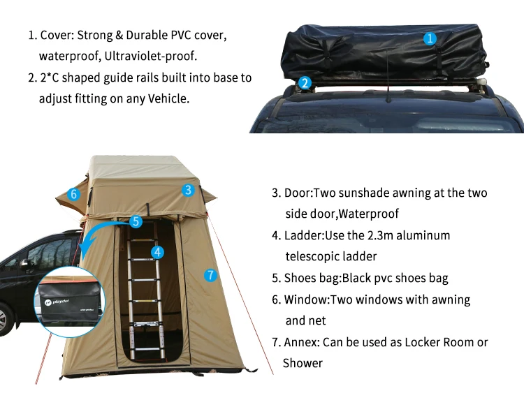 Pop Up Car Rooftop Tent Camper Shell Folding Car Cover Tent 4x4