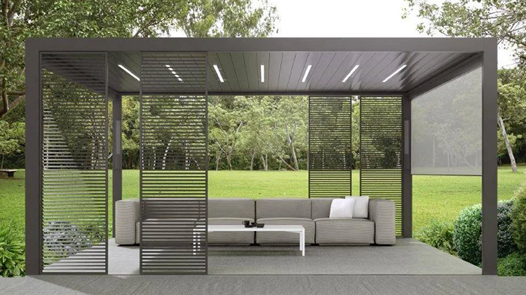 Waterproof Sunshade Aluminum Motorised Patio Cover Louver Roof Square