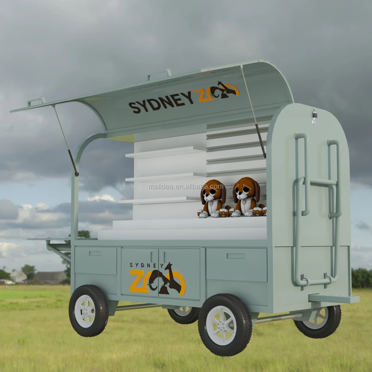 不锈钢街头玩具展示拖车免费设计购物车