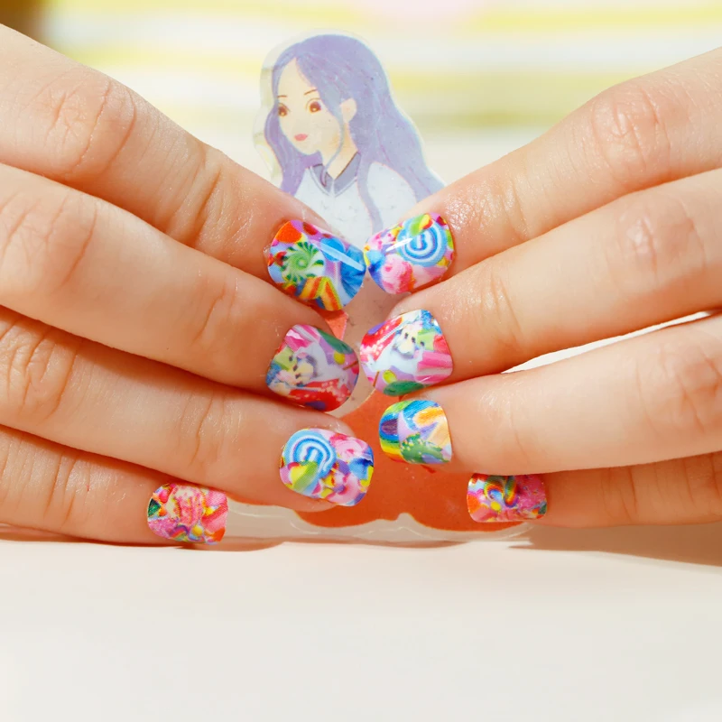 Cute Stick On Nails Little Princess Press On Nail Wholesale Neon Nails For Kids - Buy Long
