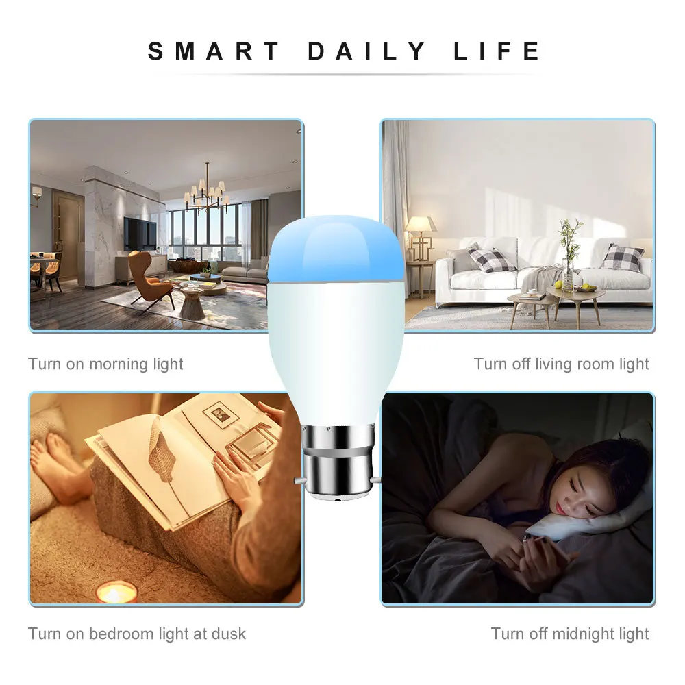 2019 Classic European 7W Smart Home Google Voice Phone APP Remote Control Energy Saving RGB+White Dimming WIFI Light Bulb LED