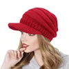 Bulk Women Chunky Winter Skull Cap Knit Beanie Hats Visor BrimFashion Girls Winter Warm Cap MXM-102