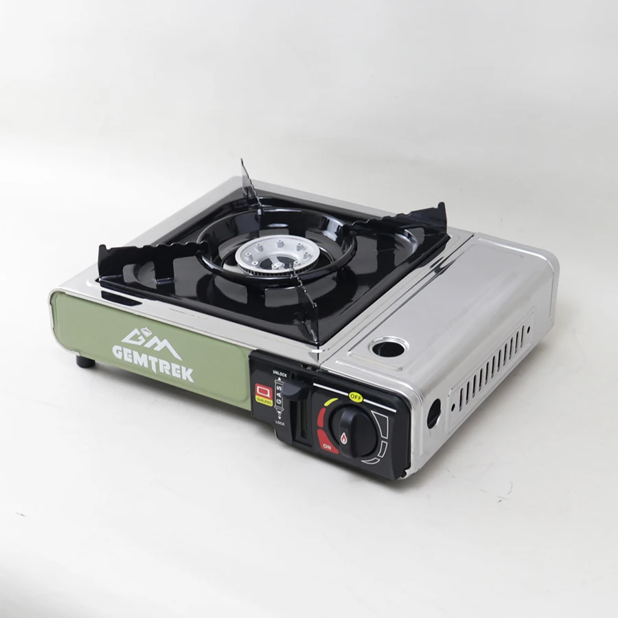 Portable Stainless Steel Butane/Propane Manual Simple Gas Stove for Outdoor Camping BBQ & Picnic Travel with Storage Box