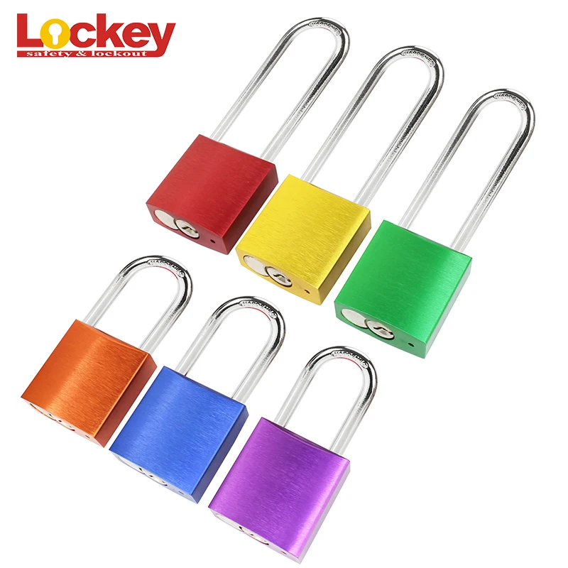 Custom Lock Shackle Long Pad lock Colorful Anodized Solid Aluminum Safety Lockout Padlocks