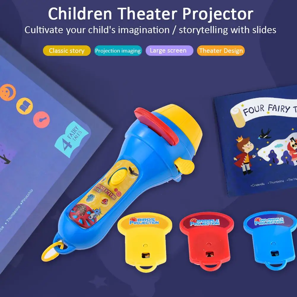 Kids Story Flashlight Projector Toy Torch Slide Baby Sleeping Story