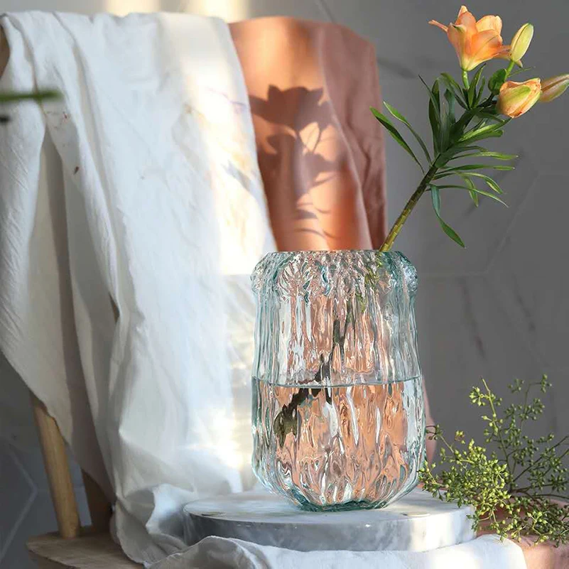 Home Gardening Decoration To Cultivate Plants Flowers Blue Transparent Flower Glass Vase Tree