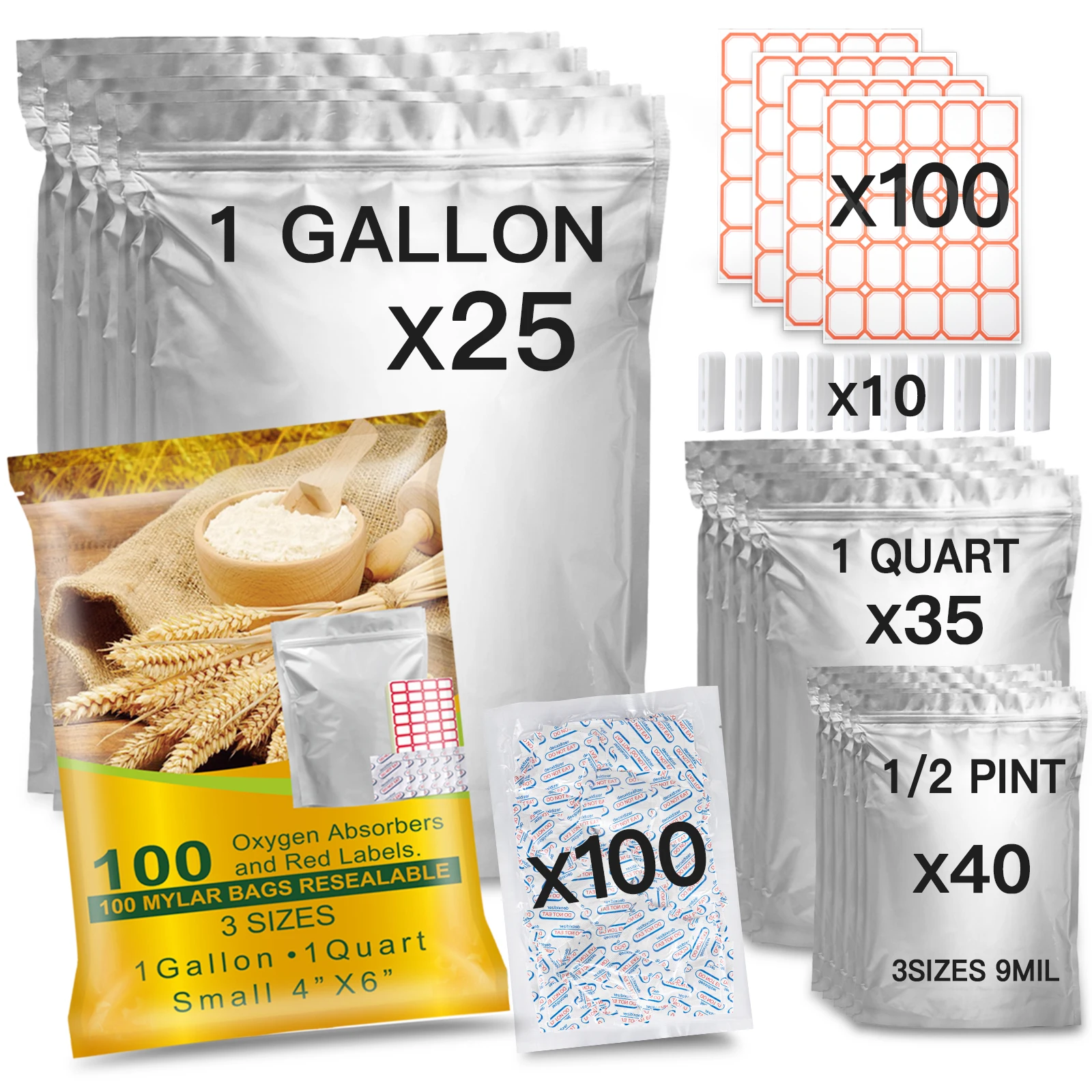 Mylar Bags With Oxygen Absorbers Mylar Bags For Food Storage Smell Proof 1lb 3.5g 1 5 Gallon Die