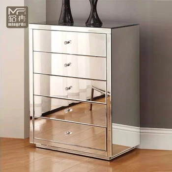Bedroom Group Mirrored Furniture Dresser Tall Boy 7 Drawers Chest