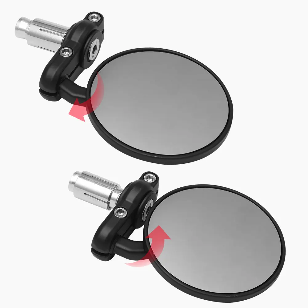 Motorcycle Aluminum 7/8" Handlebar End Rearview Mirrors For Bobber Cafe Racer