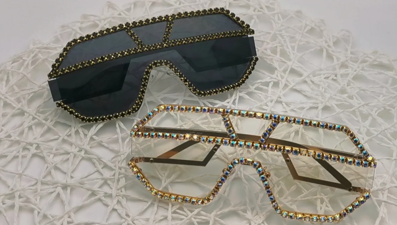 Dl Glasses New Designer Oversized Metal Frame Eyewear Diamond Shades
