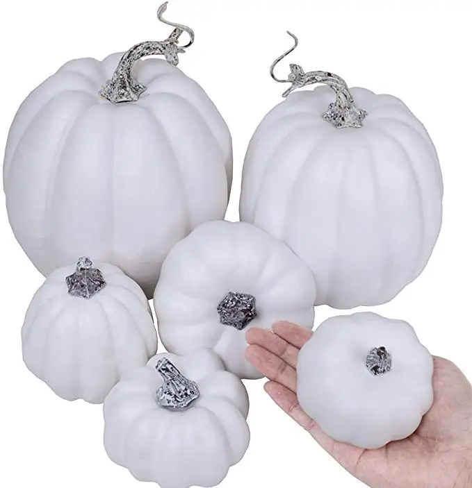 Artificial White Pumpkins Bulk Faux Harvest Pumpkins For Fall Wedding
