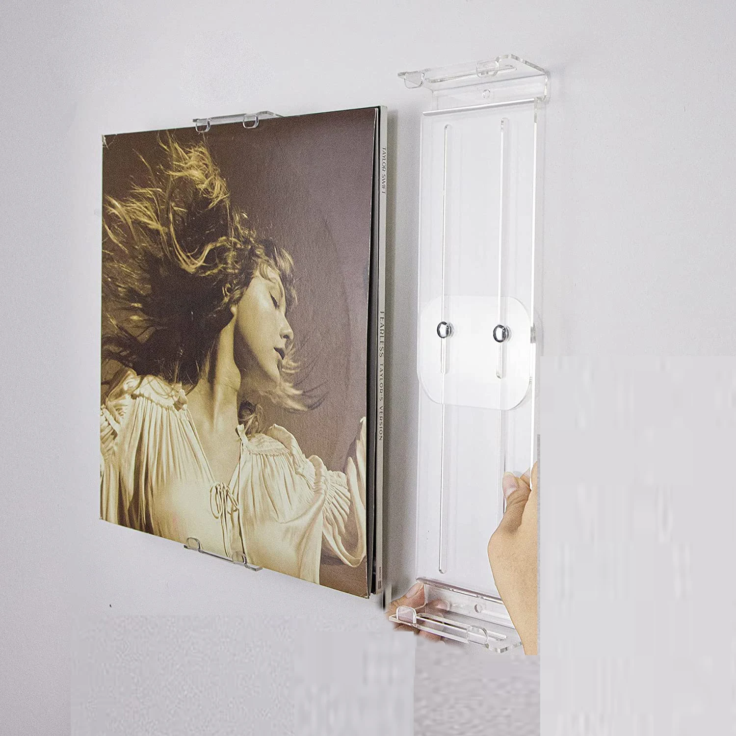 Clear Floating Album Shelf Record Holder Wall Mount Adjustable Acrylic