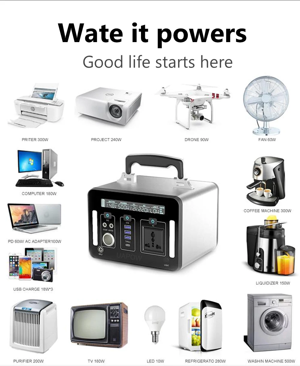 2020 Hot Solar Generator Power Station 220V Portable Power Station High Capacity 500W - ANKUX.COM