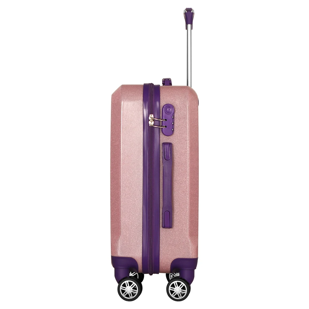 Cute Girl's Glitter Pink Spinner Wheel Trolley Suitcase Luggage For Traveling