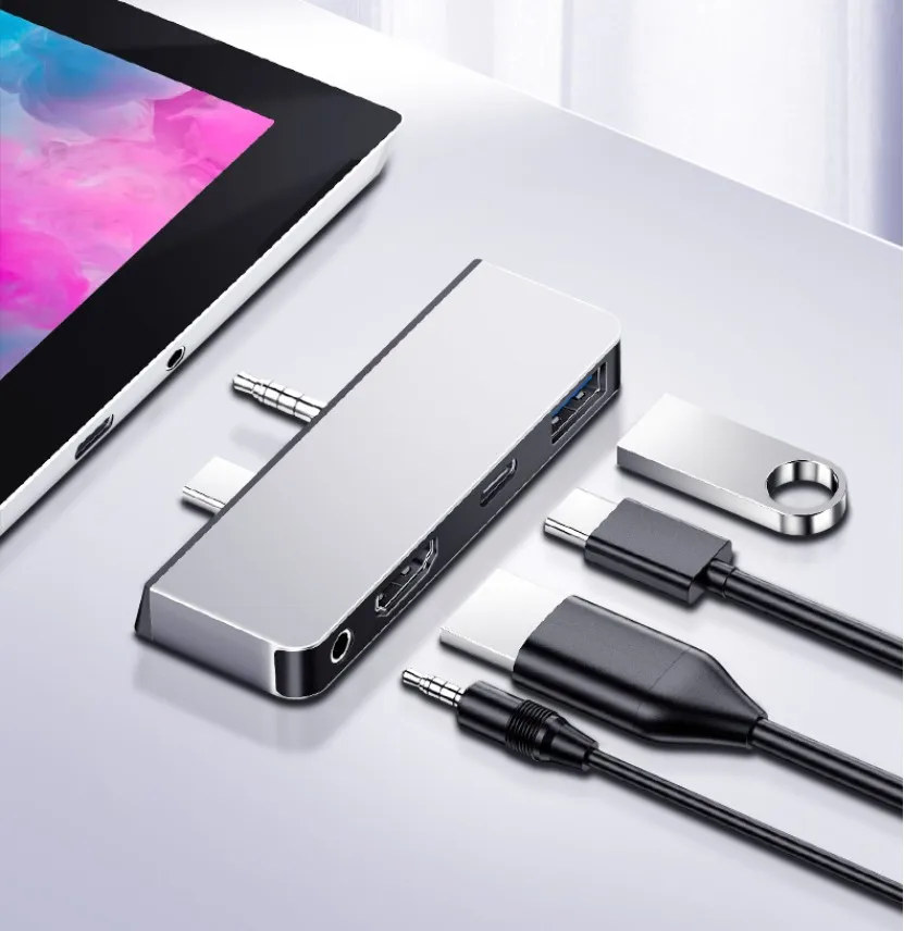 Usb Type C Hub Jack Audio Usb 3.0 Hdtv Adapter For Microsoft Surface Go