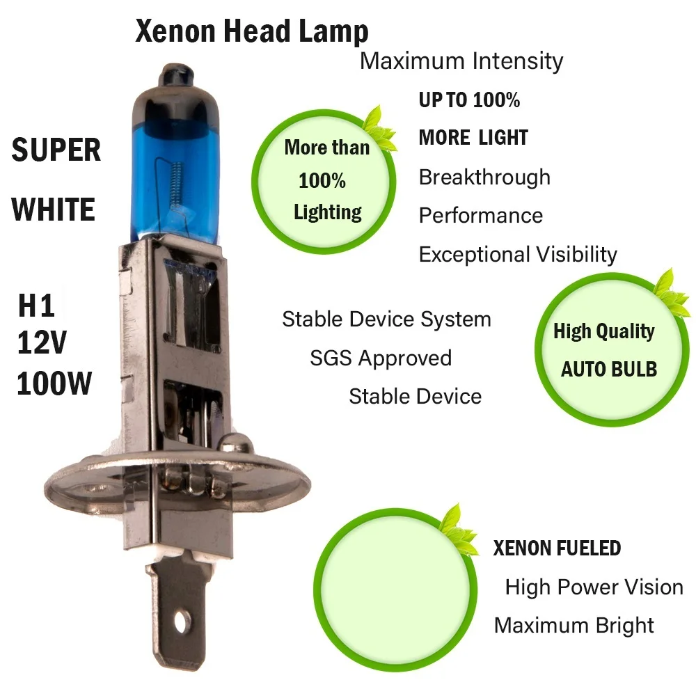 Car Halogen Lamp 55w 100w H1 H3 H4 H7 H8 H9 H11 9005 Hb3 9006 Hb4 Auto Halogen Bulb Fog Lights