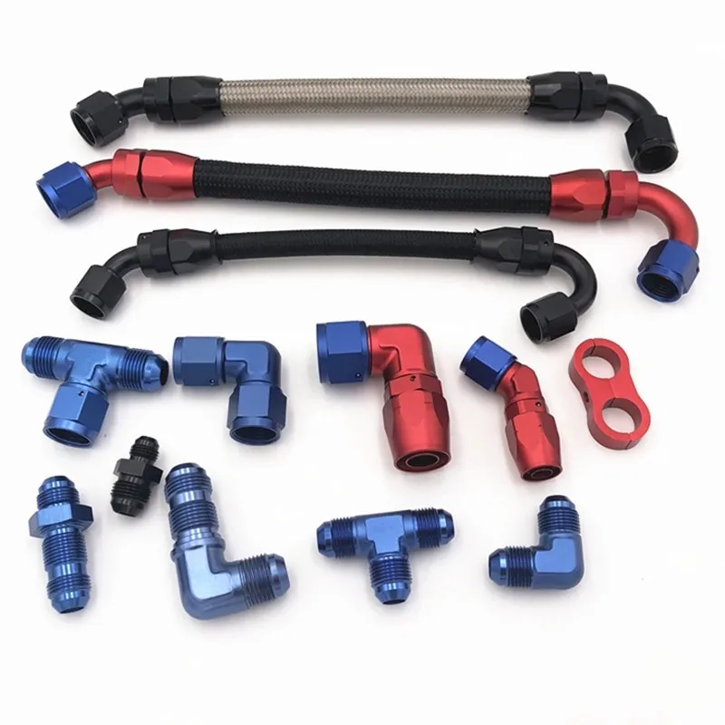 Black Blue Lines Nylon Stainless Steel Ss Braided Flex Fuel Hoses With