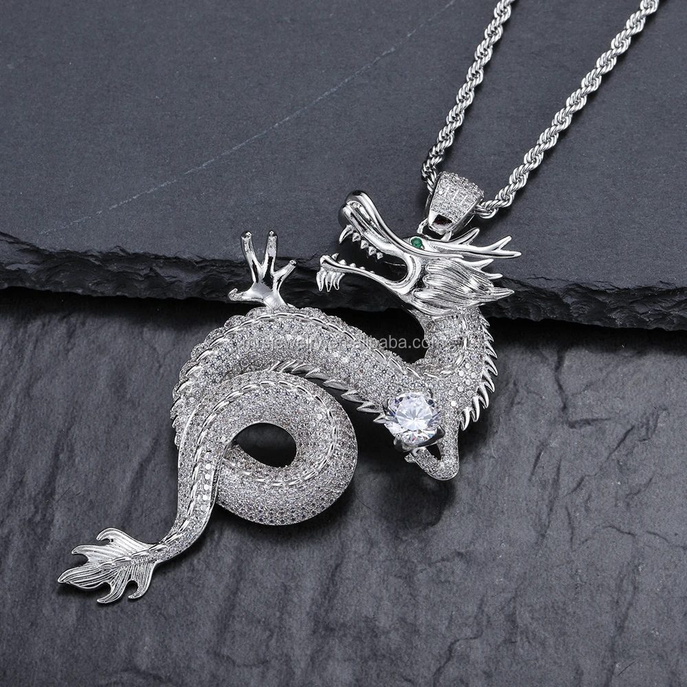 Chinese Dragon Pendant Necklace Iced Out Dragon Pendant Charm - Buy ...