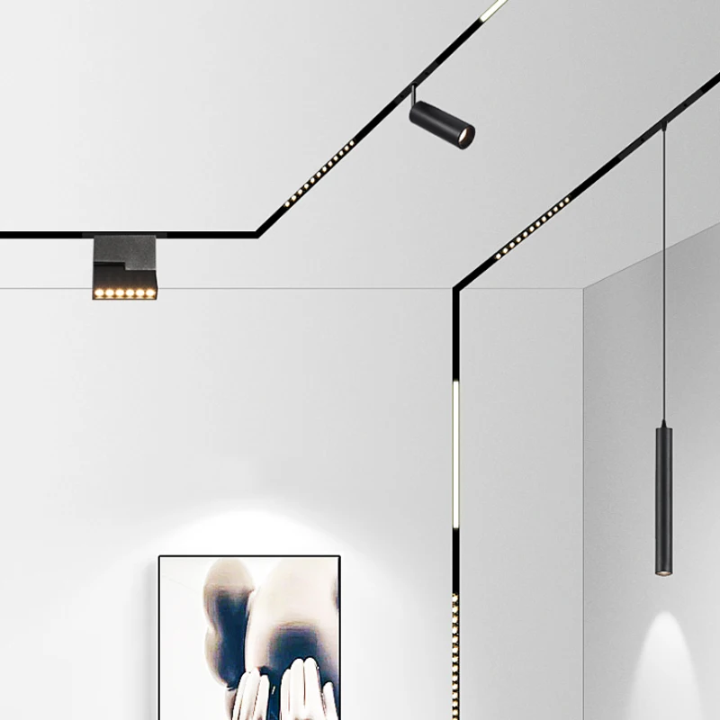 Modern Flexible Architectural 3 Circuit DALI Dimmable Ceiling  Surface/ Recessed/ Pendant Focus LED Track Rail Lighting System