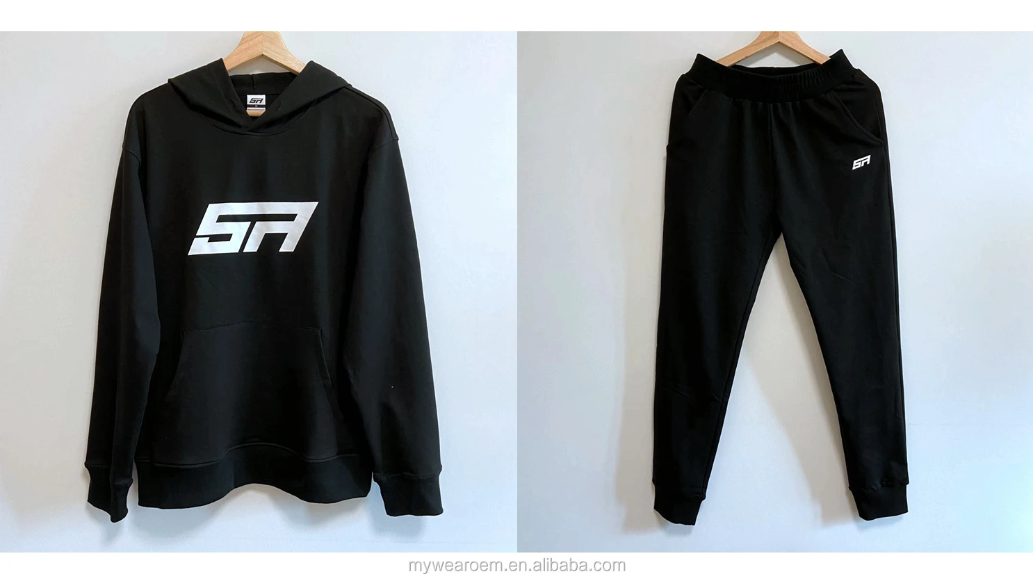Custom Mens Sweatpants And Hoodie Set Black Mens Sweatsuit Hoodie Sets
