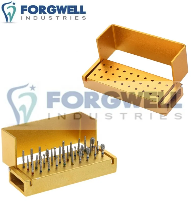 Autoclavable Gold Colour 30 Holes Aluminium Dental Bur Holders With