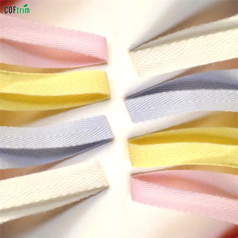1cm Cotton Neck Tape Custom Printed Logo Cotton Tape Herringbone Twill Tape Neck bing For