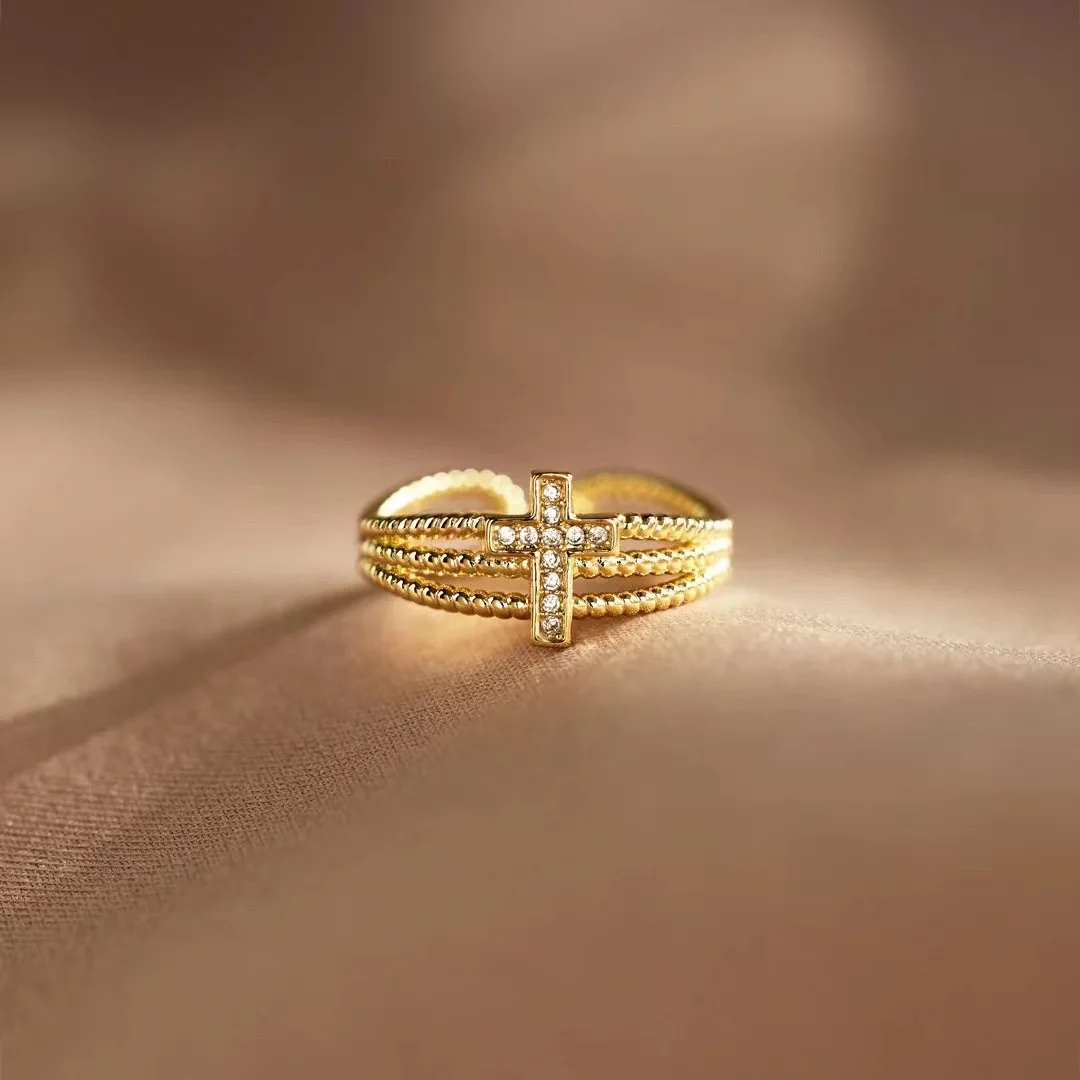 Hot Selling S925 Sterling Silver Three-Layer Adjustable Ring Simple Fashion for Women's Fine Jewelry