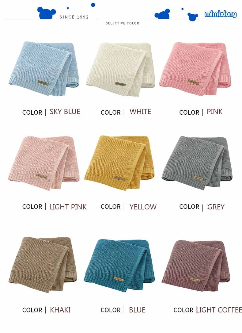 Amazon Hot Sale Cotton Knitted Cashmere Baby Blanket For Baby Boy And