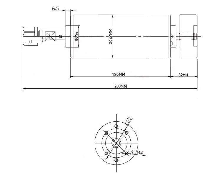 ER11A collets for engraver clamps 48V CNC DC spindle motor 500w 203mm