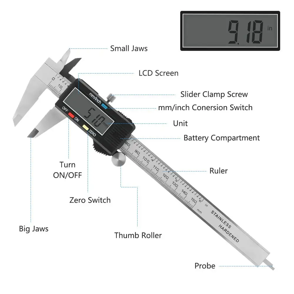 Wholesale Digital Vernier Caliper Measuring Tool Stainless Steel