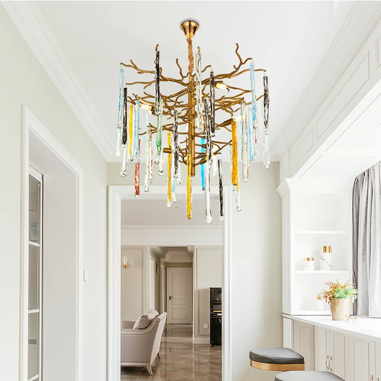 Lamp G9 Chandelier Decorate Aluminum Body Glass Luxury Hotel Indoor Pendant Lamp LED Gold /chrome/bronze 80 GX-D190085 Iluminize